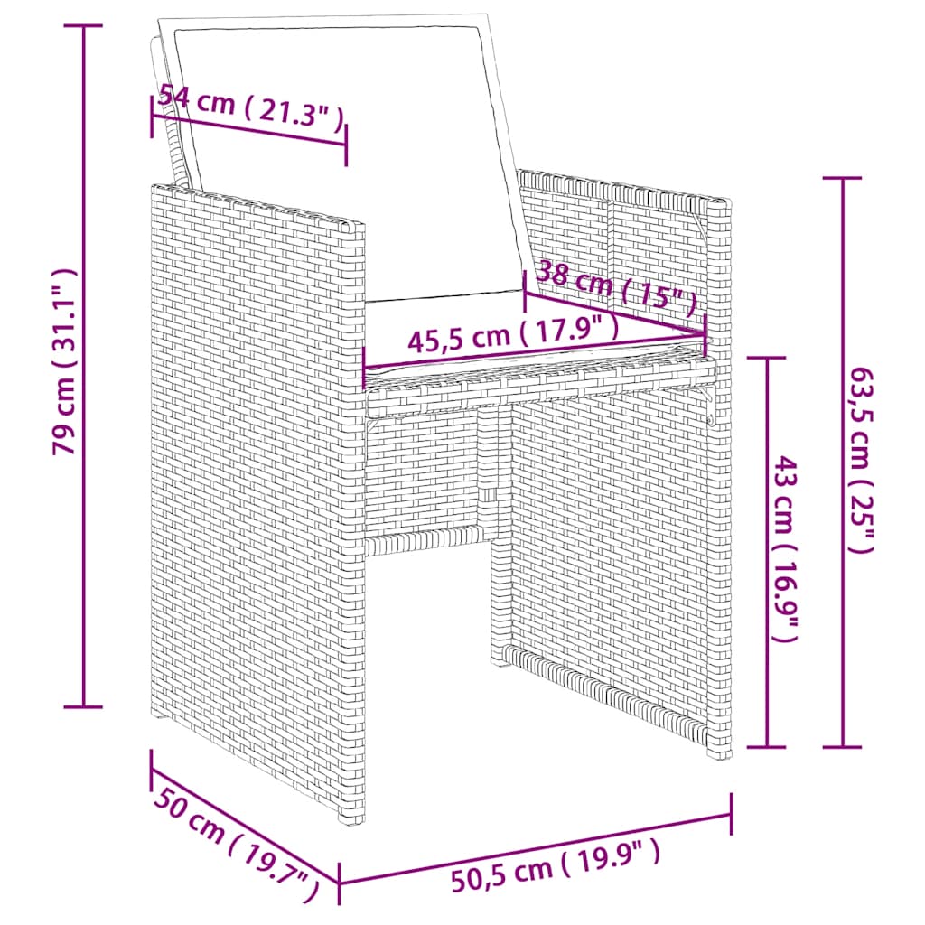 11-tlg. Garten-Essgruppe mit Kissen Hellgrau Poly Rattan