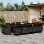 15-tlg. Garten-Essgruppe mit Kissen Schwarz Poly Rattan