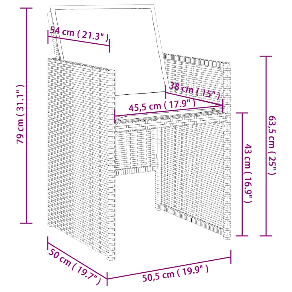 17-tlg. Garten-Essgruppe mit Kissen Schwarz Poly Rattan