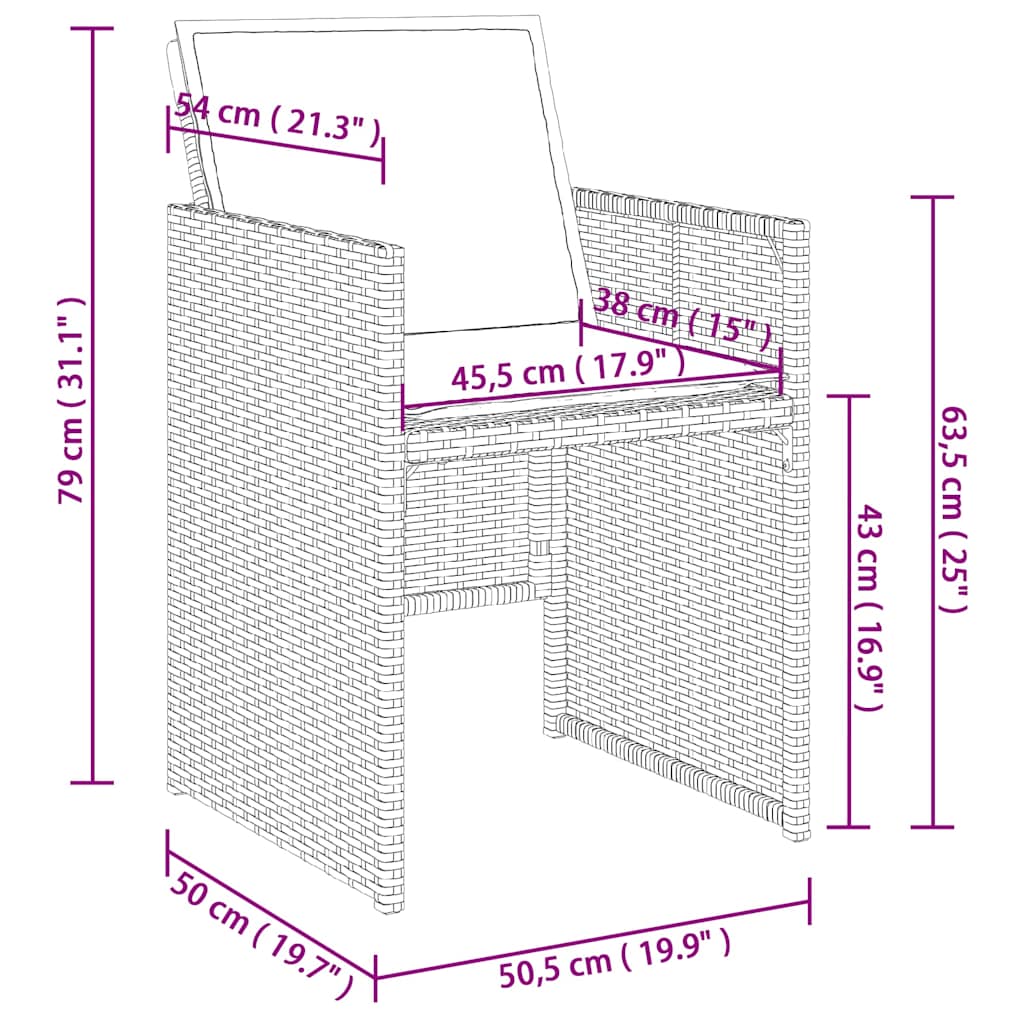 17-tlg. Garten-Essgruppe mit Kissen Beigemischung Poly Rattan