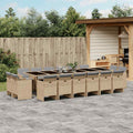 17-tlg. Garten-Essgruppe mit Kissen Beigemischung Poly Rattan