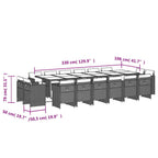 17-tlg. Garten-Essgruppe mit Kissen Grau Poly Rattan