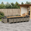 17-tlg. Garten-Essgruppe mit Kissen Grau Poly Rattan
