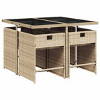 5-tlg. Garten-Essgruppe mit Kissen Beigemischung Poly Rattan