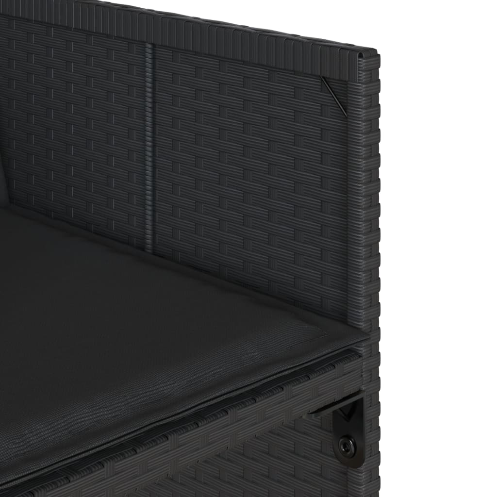 7-tlg. Garten-Essgruppe mit Kissen Schwarz Poly Rattan