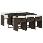 7-tlg. Garten-Essgruppe mit Kissen Braun Poly Rattan