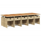 11-tlg. Garten-Essgruppe mit Kissen Beige Poly Rattan