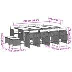 13-tlg. Garten-Essgruppe mit Kissen Grau Poly Rattan