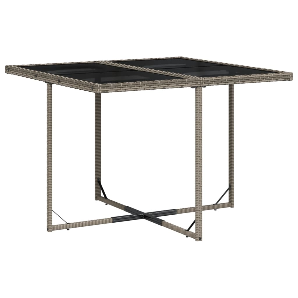 9-teiliges Garten-Ess-Set mit Kissen, grau, Polyrattan