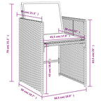 9-teiliges Garten-Ess-Set mit Kissen, grau, Polyrattan