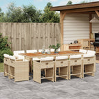13-tlg. Garten-Essgruppe mit Kissen Beige Poly Rattan