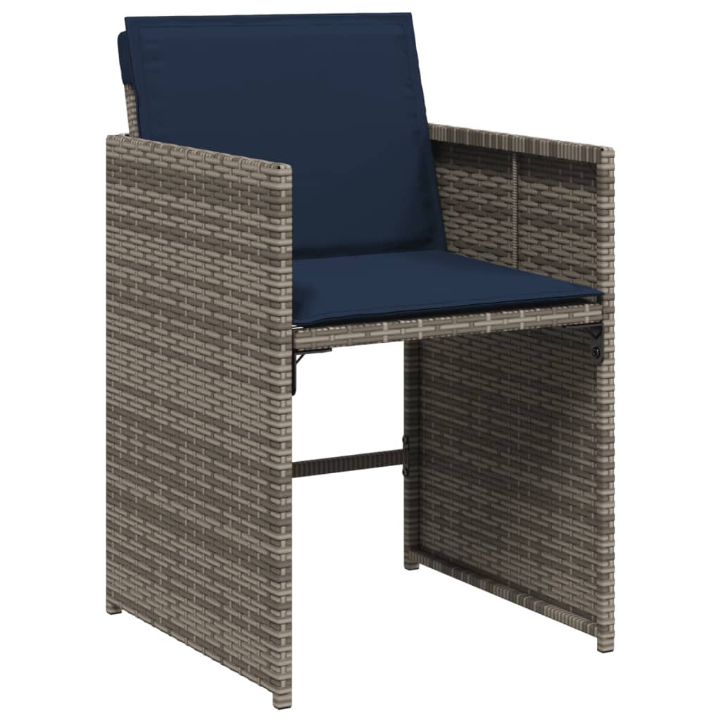 15-teiliges Garten-Ess-Set mit Kissen, grau, Polyrattan