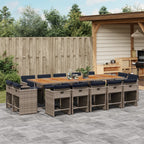 15-teiliges Garten-Ess-Set mit Kissen, grau, Polyrattan