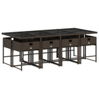 9-tlg. Garten-Essgruppe mit Kissen Braun Poly Rattan