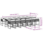 13-tlg. Garten-Essgruppe mit Kissen Hellgrau Poly Rattan