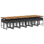 13-tlg. Garten-Essgruppe mit Kissen Schwarz Poly Rattan