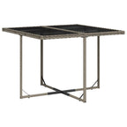 9-teiliges Garten-Ess-Set mit Kissen, grau, Polyrattan