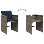 9-teiliges Garten-Ess-Set mit Kissen, grau, Polyrattan
