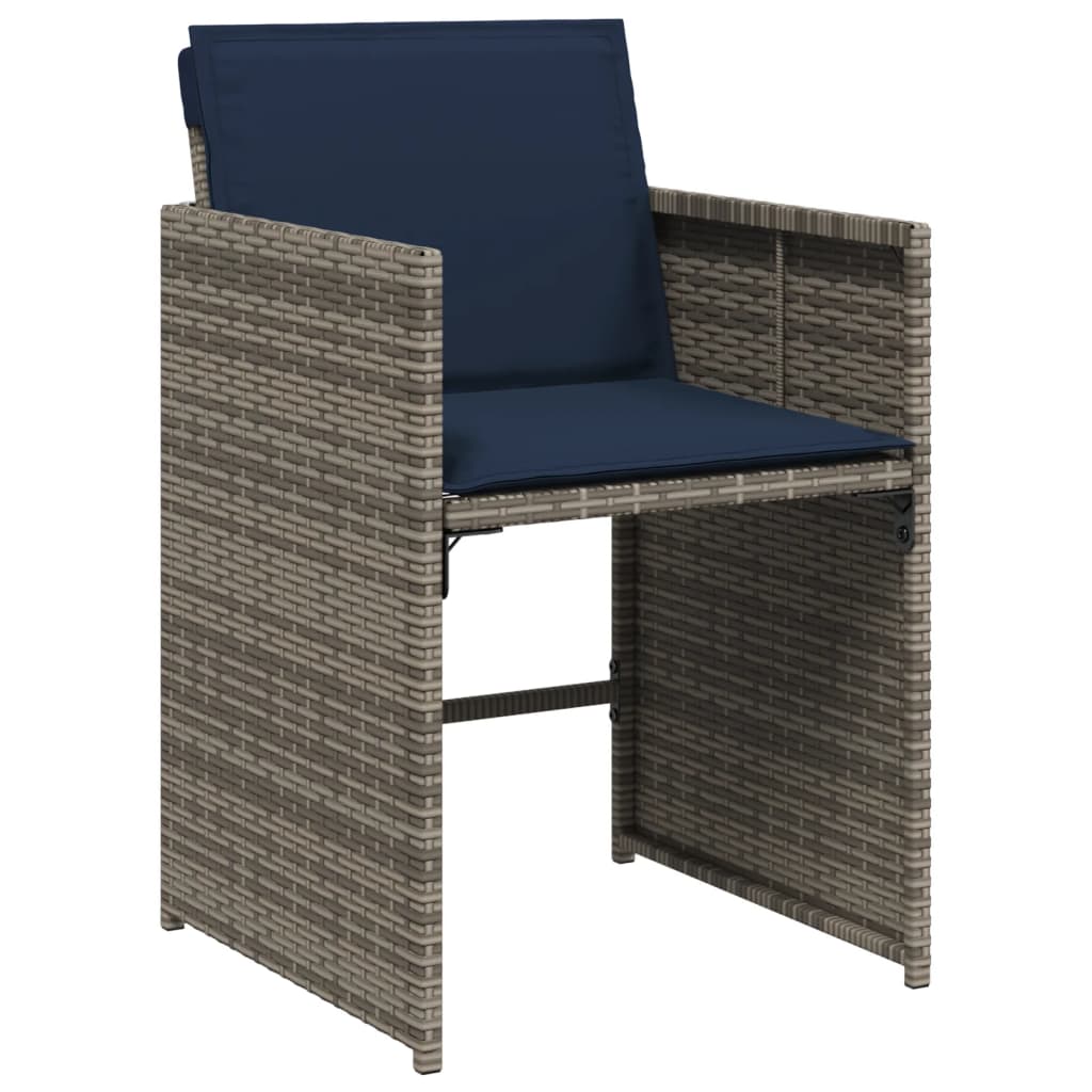 13-teiliges Garten-Ess-Set mit Kissen, grau, Polyrattan