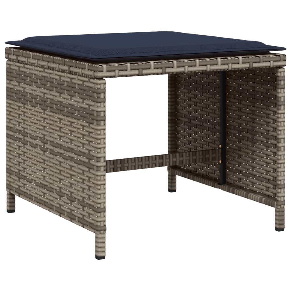 13-teiliges Garten-Ess-Set mit Kissen, grau, Polyrattan