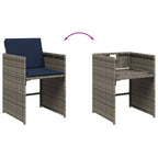 13-teiliges Garten-Ess-Set mit Kissen, grau, Polyrattan