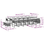 17-tlg. Garten-Essgruppe mit Kissen Grau Poly Rattan