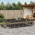 17-tlg. Garten-Essgruppe mit Kissen Grau Poly Rattan