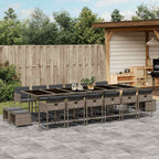 17-tlg. Garten-Essgruppe mit Kissen Grau Poly Rattan