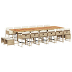 17-tlg. Garten-Essgruppe mit Kissen Beige Poly Rattan
