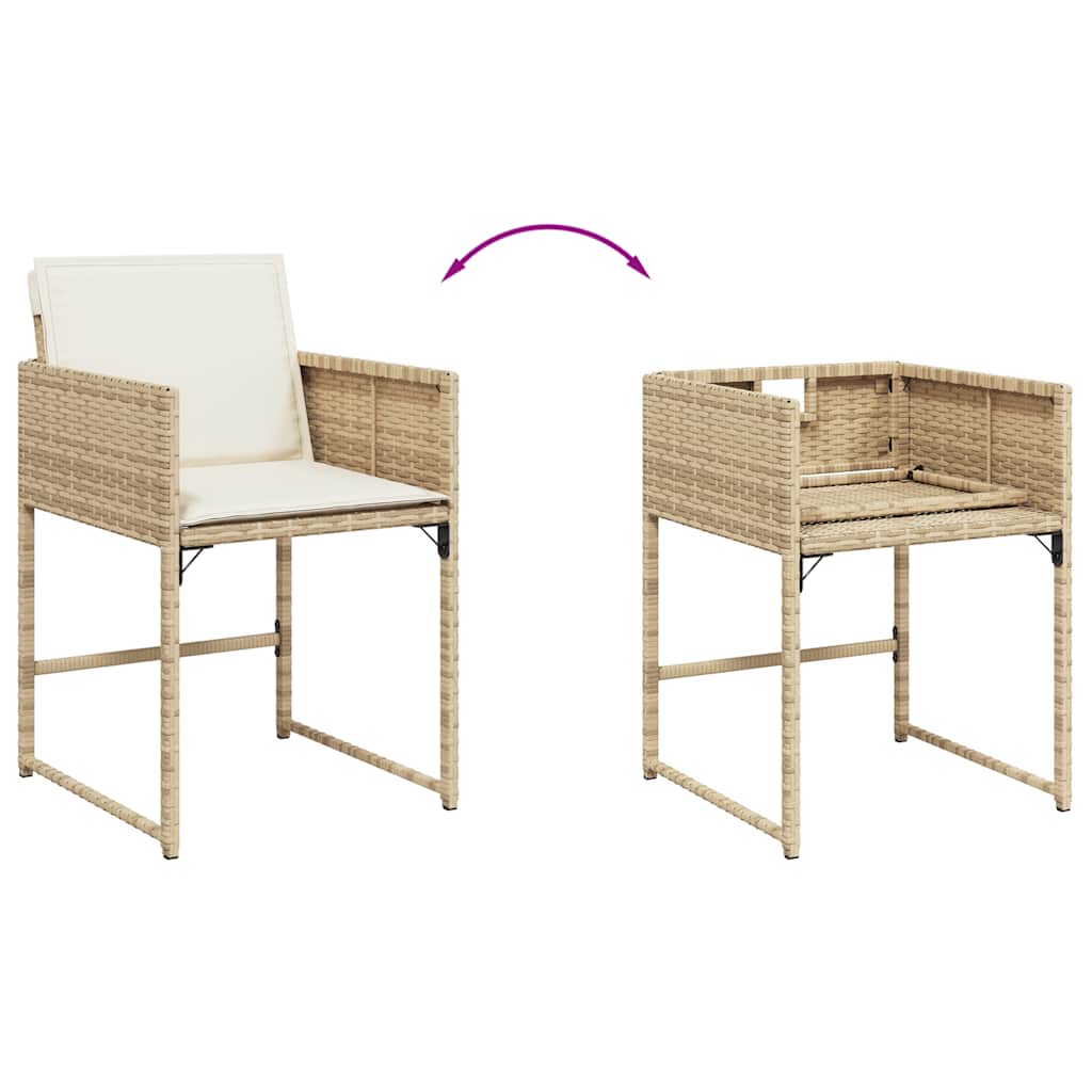 17-tlg. Garten-Essgruppe mit Kissen Beige Poly Rattan