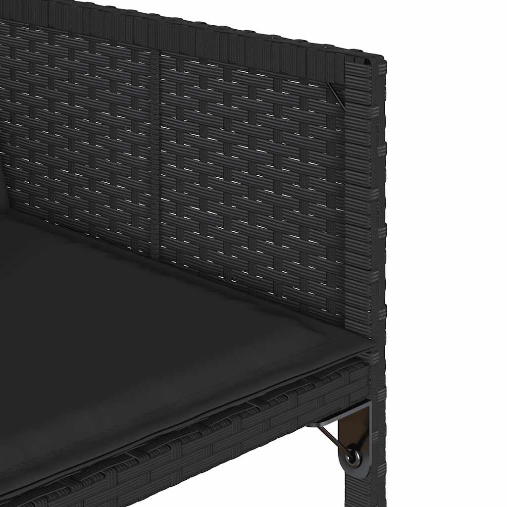 9-tlg. Garten-Essgruppe mit Kissen Schwarz Poly Rattan