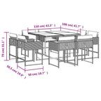 9-tlg. Garten-Essgruppe mit Kissen Beigemischung Poly Rattan