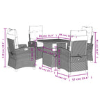 5-tlg. Garten-Essgruppe mit Kissen Schwarz Poly Rattan