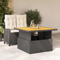 2-tlg. Garten-Essgruppe mit Kissen Schwarz Poly Rattan