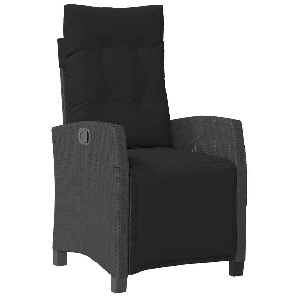 4-tlg. Garten-Essgruppe mit Kissen Schwarz Poly Rattan