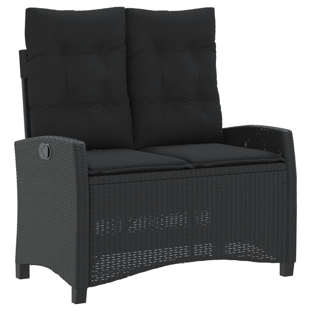 4-tlg. Garten-Essgruppe mit Kissen Schwarz Poly Rattan