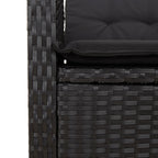 4-tlg. Garten-Essgruppe mit Kissen Schwarz Poly Rattan