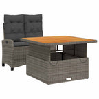 2-tlg. Garten-Essgruppe mit Kissen Grau Poly Rattan