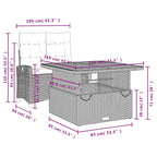 2-tlg. Garten-Essgruppe mit Kissen Grau Poly Rattan