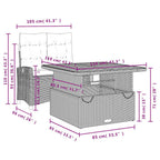 2-tlg. Garten-Essgruppe mit Kissen Beige Poly Rattan