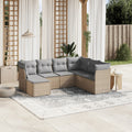 7-tlg. Garten-Sofagarnitur mit Kissen Beige Poly Rattan