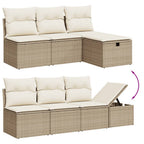 8-tlg. Garten-Sofagarnitur mit Kissen Beige Poly Rattan