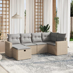 6-tlg. Garten-Sofagarnitur mit Kissen Beige Poly Rattan