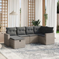 6-tlg. Garten-Sofagarnitur mit Kissen Grau Poly Rattan