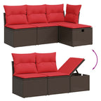7-teiliges Gartensofa-Set mit Kissen, braun, Polyrattan