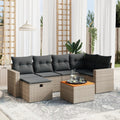 7-tlg. Garten-Sofagarnitur mit Kissen Grau Poly Rattan