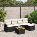6-tlg. Garten-Sofagarnitur mit Kissen Schwarz Poly Rattan