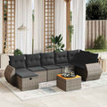 8-tlg. Garten-Sofagarnitur mit Kissen Grau Poly Rattan