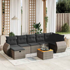 8-tlg. Garten-Sofagarnitur mit Kissen Grau Poly Rattan