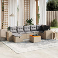 8-tlg. Garten-Sofagarnitur mit Kissen Beige Poly Rattan